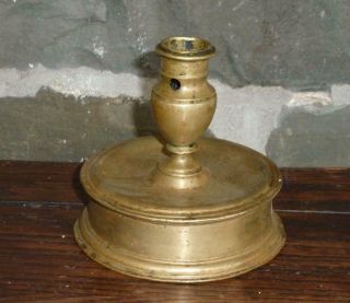 Best 17th Century C Antique Capstan Candlestick Brass Early Lighting C.  1650