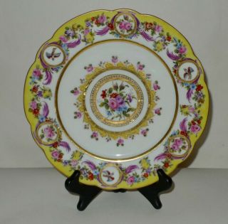 Antique 18th Century Sevres Porcelain Plate Roses & Birds Date Code 1765