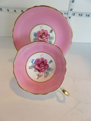 Vintage Paragon Deep Pink With Red Rose Cup And Saucer