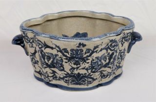 Vintage Nantucket Made In China Blue & White Porcelain Planter Fish Bowl