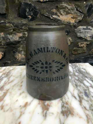 Antique Stoneware Jar,  Jas.  Hamilton & Co.  Greensboro Pa