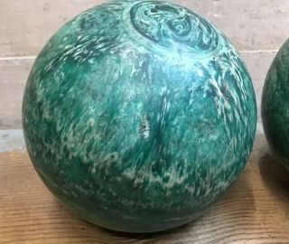 Set Of 4 Vintage TROPHY Duckpin Bowling Balls - Green Swirl / Marble - Candlepin 2