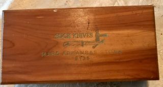 Vintage Buck Knife Sharpening Stone In Wood Case,  No.  135 Hard Arkansas Stone