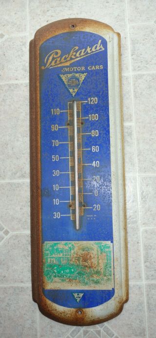 Vintage Packard Motor Cars Thermometer - Tin - 27 "