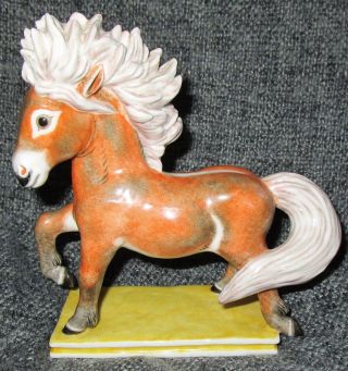 1957 Vintage Nymphenburg Porcelain Fairy Tale Pony Horse Orange Gold Figurine