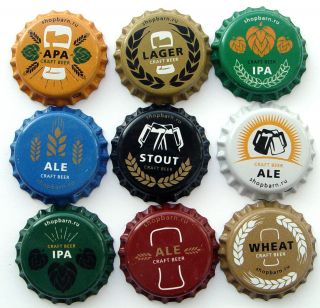 9 Russian Shopbarn Beer Bottle Caps Crown Cork Caps