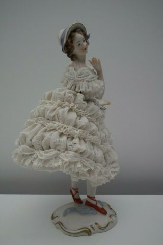 antique VOLKSTEDT Germain porcelain lace figurine / lady 3