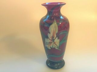 Vintage 1981 R Gibbons Satava Studio Art Glass Ox Blood Vase 6.  25 Inches Tall