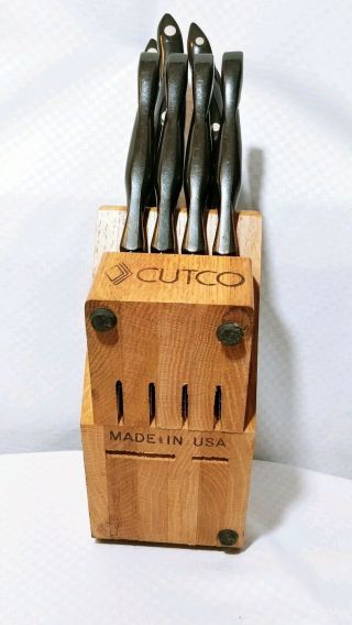 Vintage Cutco Set Of 8 Knives Cutlery Set With Wooden Block