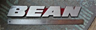 Large Vintage Cast Aluminum John Bean Firetruck Emblem 17.  75 "