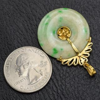 Vintage 14K Yellow Gold Ruby & Green Jade Circle Pendant 4.  9 Grams 26.  1 mm 2