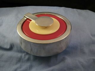 Art Deco Vintage Red Bakelite Dressing Table Powder Puff Compact Dish Chase