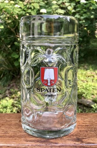 Spaten München 1l Dimpled Glass German Beer Stein Mug