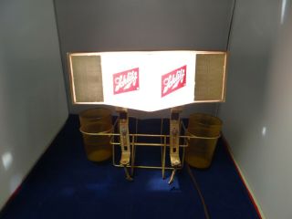 Vintage 1965 Schlitz Light - Up Beer Sign Table Top With Cups,  Napkin Rack