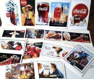16 Drink Coca Cola Colorful,  High Gloss Post Cards,  Sprite Boy,  Cow Boy,  Santa,