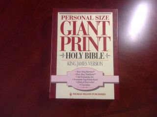 Kjv Giant Print Personal Size Reference Bible Bonded Leather Thomas Nelson Blue