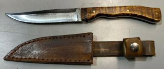 Custom Hand Made File Fixed Blade Knife & Leather Sheath