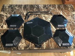 Set Of Vintage 1980s Simmons Sds9 Black Electronic Drum Pads