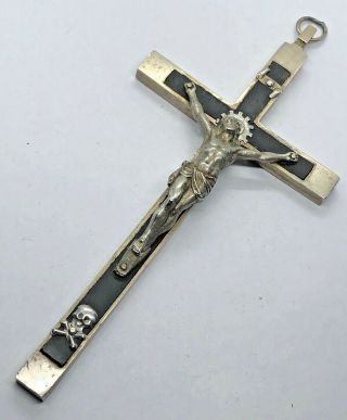 , Priest 1940s Antique Habit Crucifix W Skull & Crossbones,