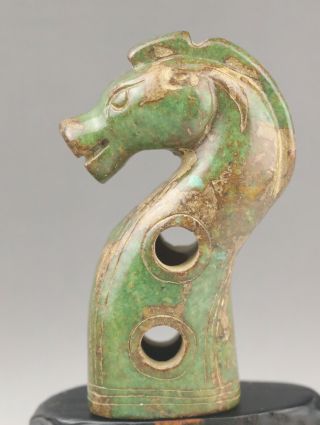 Chinese Old Natural Jade Hand - Carved Horse Statue
