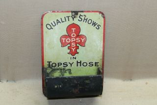 Rare 1920s Topsy Hose Match Holder Striker Metal Store Sign Gas Oil Service Soda