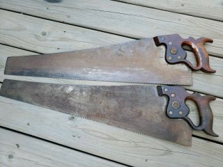 Two Vintage H.  Disston & Sons Philada 26 " Hand Saw