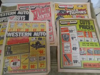 Group Of Vintage Western Auto Flyer Newspaper Ads Circa 1970s