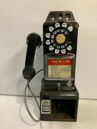 Bell System Vintage Western Electric Company 3 Coin Slot Rotary Pay Phone