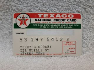 Expired Vintage Texaco National Gas Oil Credit Card 60 