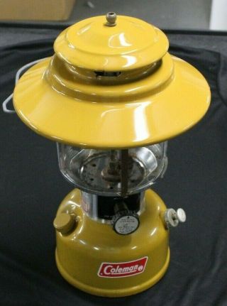 Vintage 1974 Gold Bond Yellow Mustard Coleman Lantern 228h Pyrex Globe