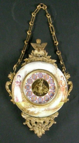 Antique Victorian French Eugene Farcot Imari Hanging Wall Clock Porcelain