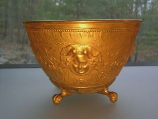 Antique 19th Century Gilt Bronze Bowl Urn Claw Feet 2