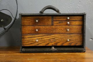 Vintage Star 5 Drawer Machinist Tool Box Storage Case Wood Drawers Jewelry Box