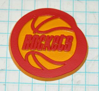 Vintage Orange Yellow Houston Rockets Team Logo Rubber Refrigerator Magnet 2