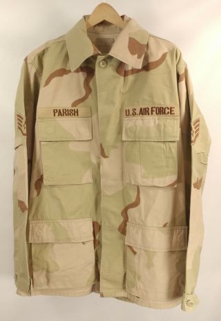 U.  S.  Air Force Parish Badge Bdu Military Jacket Shirt Desert Camo Hunting - Sm.