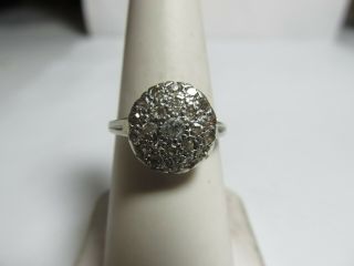 Vintage Solid Platinum Ring With 24 Mine Cut Natural Diamonds 1/2 Ct T.  W.