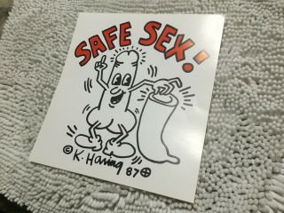 Keith Haring Very Rare Safe Sex Vintage Poster From Nyc Pop Shop 11 " X 12 "