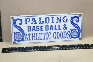 Spalding Baseball Athletic Goods Porcelain Dealer Metal Sign Sporting Goods Shop