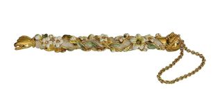 Jeweled Torah Pointer / Yad White Flowers & Leaves With Rhinestones 7 " Long
