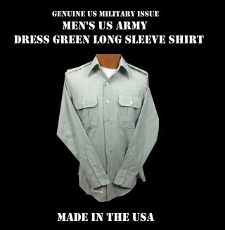 Us Army Military Service Dress Green Long Sleeve Uniform Shirt Men 
