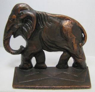 Orig Art Deco Cast Iron Elephant Bookend Doorstop Decorative Art Bronze Wash