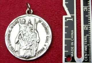 Bishops Estate Vintage Sterling Silver St Christopher Catholic Protection Medal