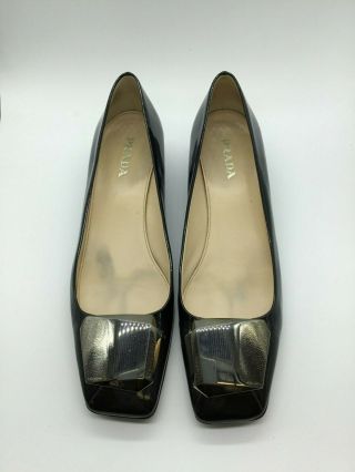 Prada Black Shoes With Slight Heel,  Made In Italy.  Size 41
