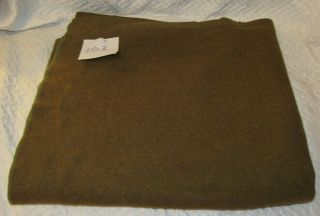 Vintage Us Army Wool Blanket Olive Green 62 " X 74 "