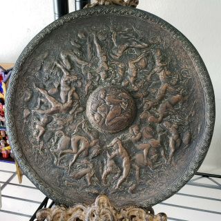 Circa 1880 Copper Plated Pot Metal Bas - Relief Rape Of The Sabine Women Plaque