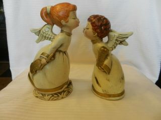 Vintage Paper Mache Kissing Boy & Girl Angel Figurines From Japan,  No Music Box