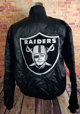 Vintage Starter Pro Line Mens Xl Oakland Raiders Satin Bomber Varsity Jacket