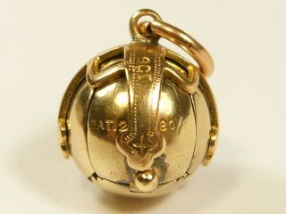 Fabulous Rare Solid Heavy Vintage 9ct Gold Opening Masonic Ball Orb Fob Pendant