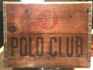 Rare Polo Club Varuna Spring Water Co.  Stamford Conn.  Wooden Crate Polo Horse