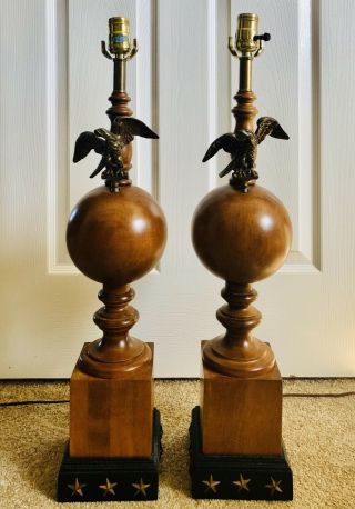 Tell City Chair Co.  Vintage Rock Maple Eagle Table Lamps 48 Andover Finish